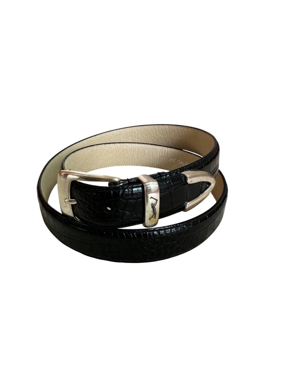 Silpada Designs Embossed Italian Leather Belt Size 38 Silver Tone Buckle Golf